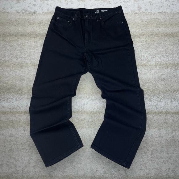 George Jeans Regular Straight Leg Fit Jet Black Denim - Picture 2 of 4